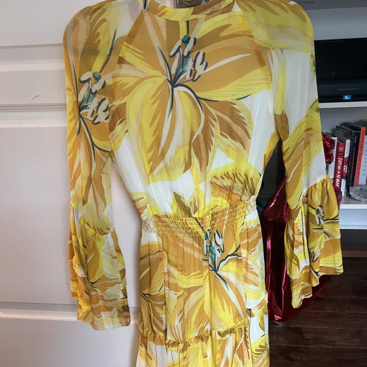 Gorgeous island yellow FARM Rio dress with beaded... - Depop