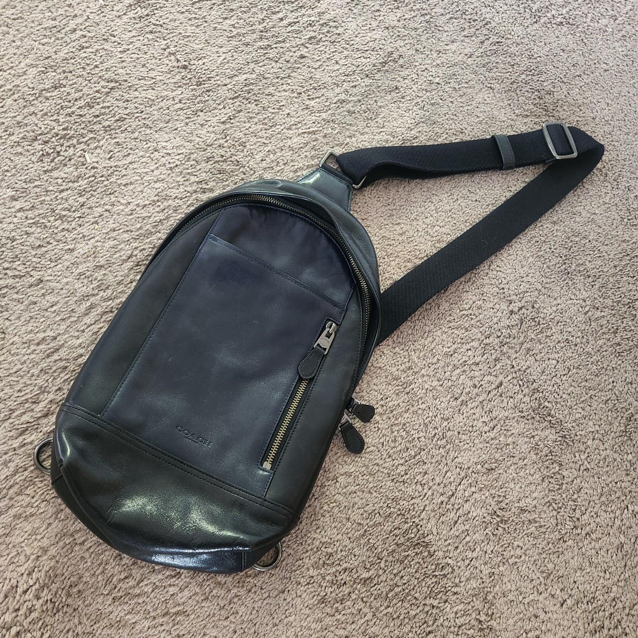 Coach Men's Manhattan Sling Black Backpack Bag... - Depop