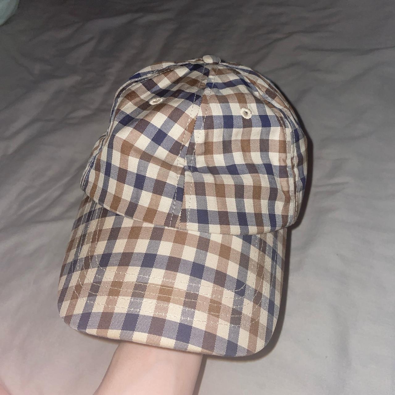 og full check navy logo aquascutum hat Depop