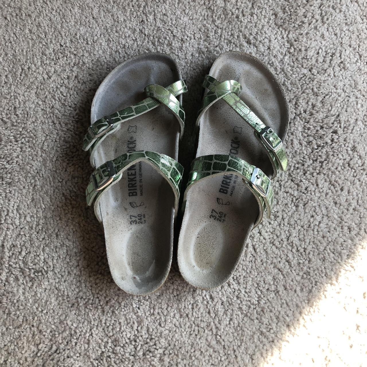 womens green birkenstocks