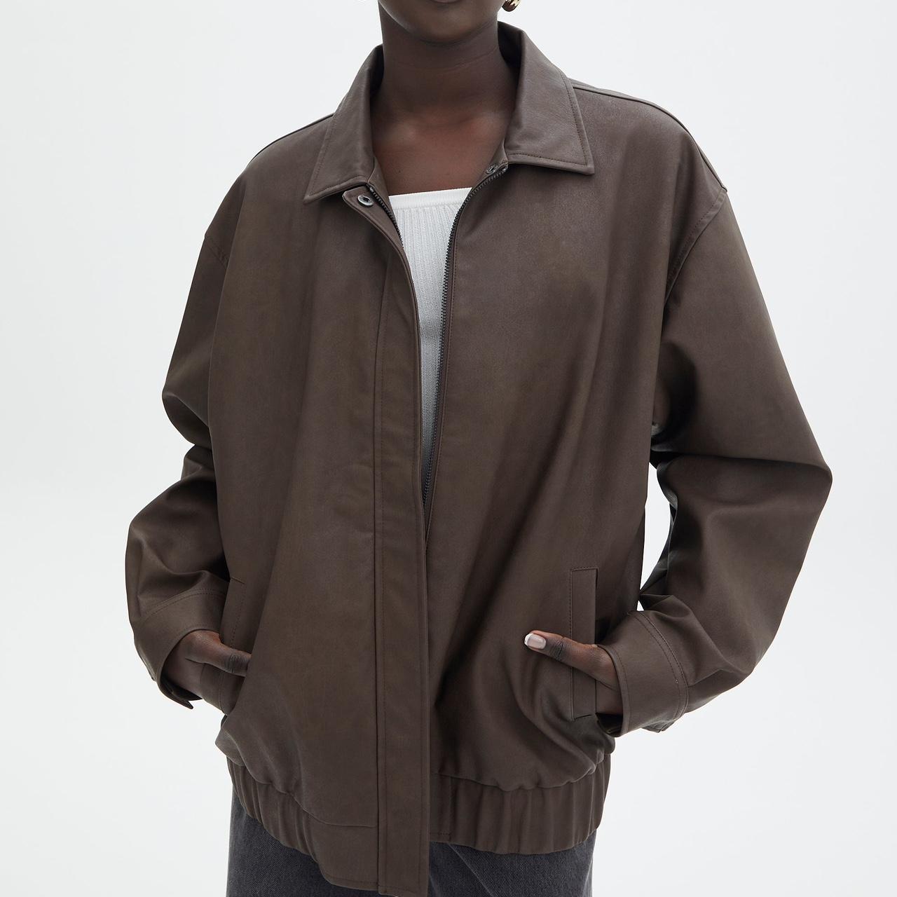 GLASSONS FAUX LEATHER DROP SHOULDER OVERSIZED JACKET... Depop