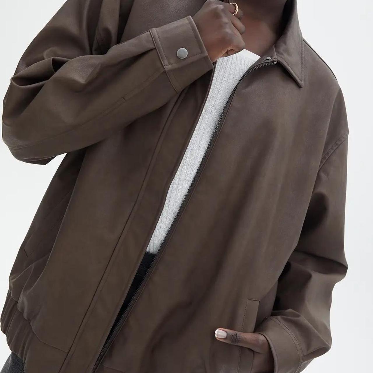 GLASSONS FAUX LEATHER DROP SHOULDER OVERSIZED JACKET... Depop