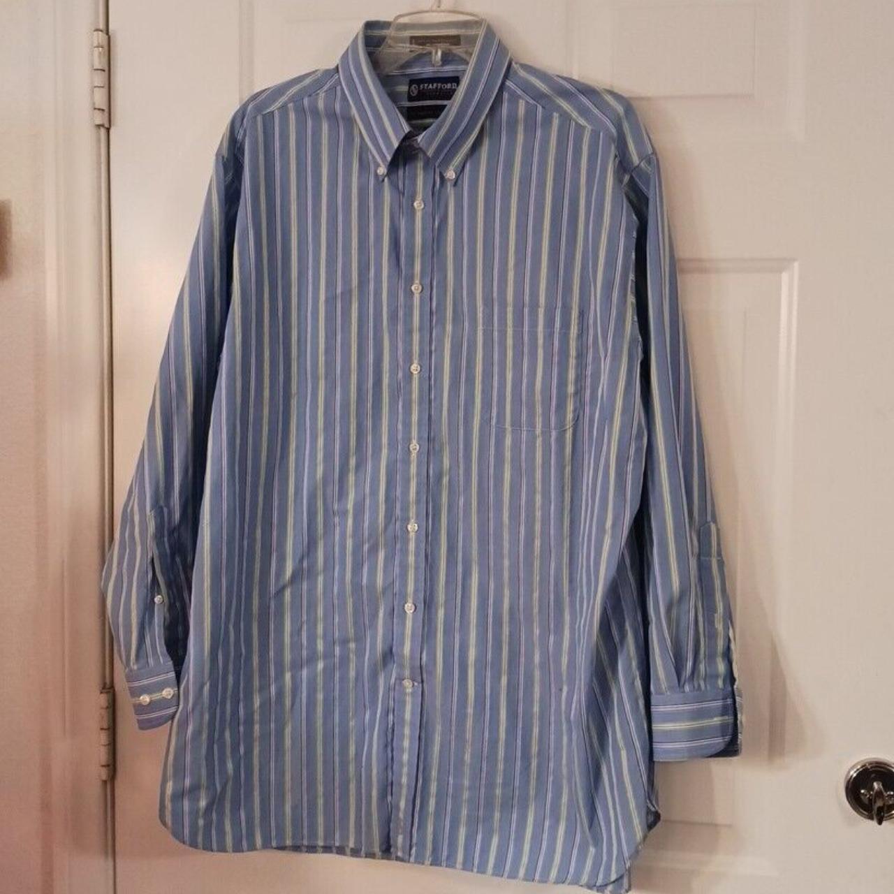 Stafford Men's Country Club Button Up Size 17.5... - Depop