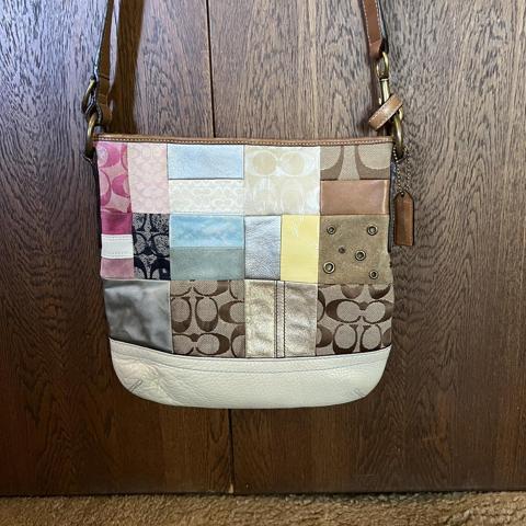 COACH Multicolor Patchwork Leather and Fabric Carly Hobo