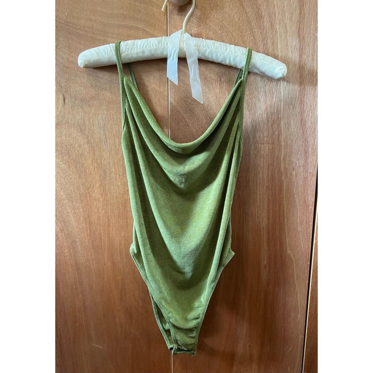 Green Cowl Scoop Neck Bodysuit Tank Top Only worn... - Depop