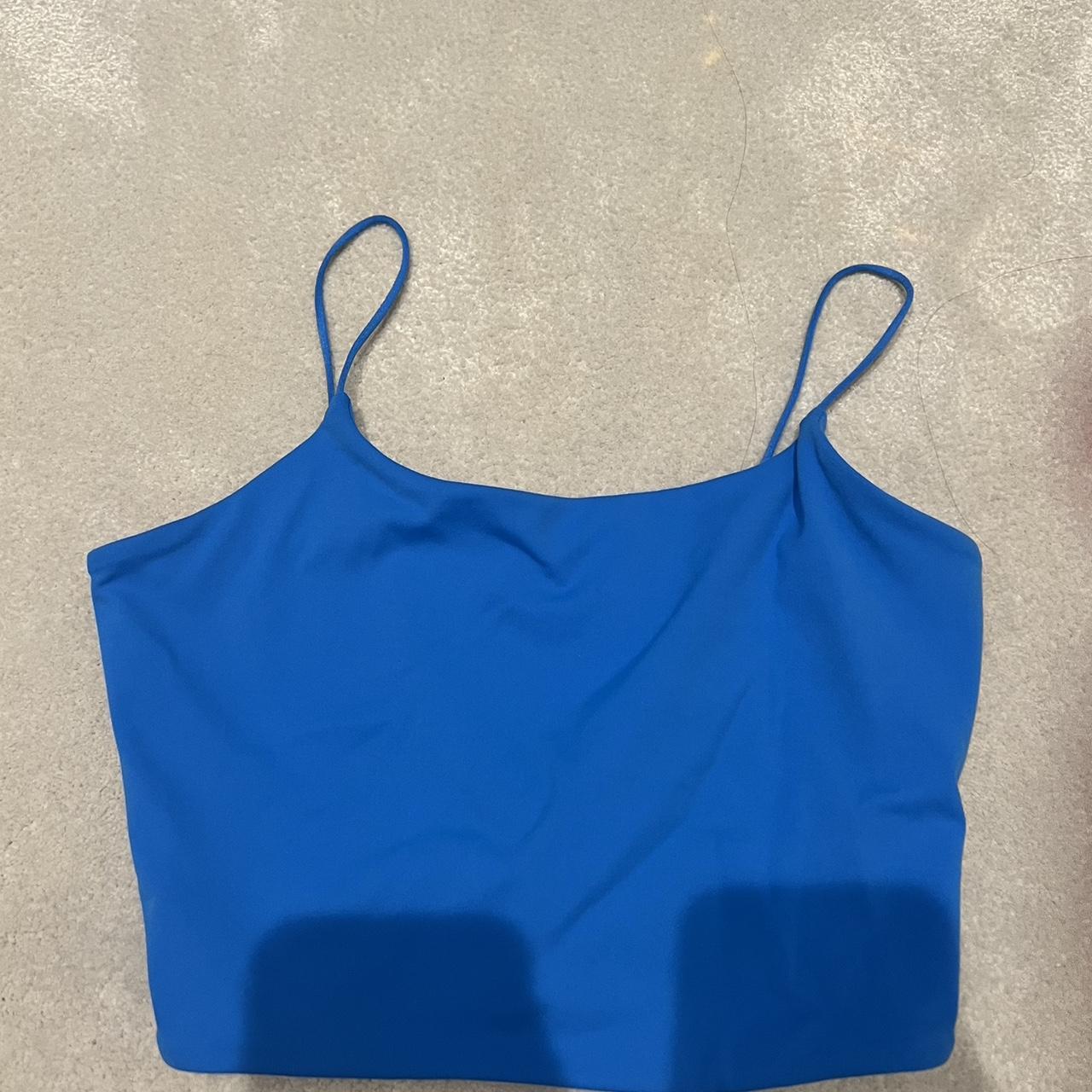 Super cute blue spaghetti strap garage tank top - Depop