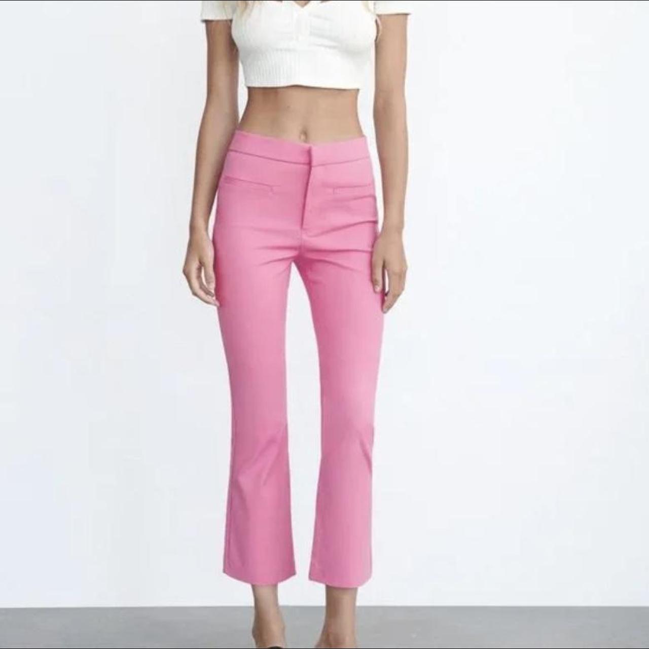 Zara Pink cropped pants Size medium but fits more... Depop