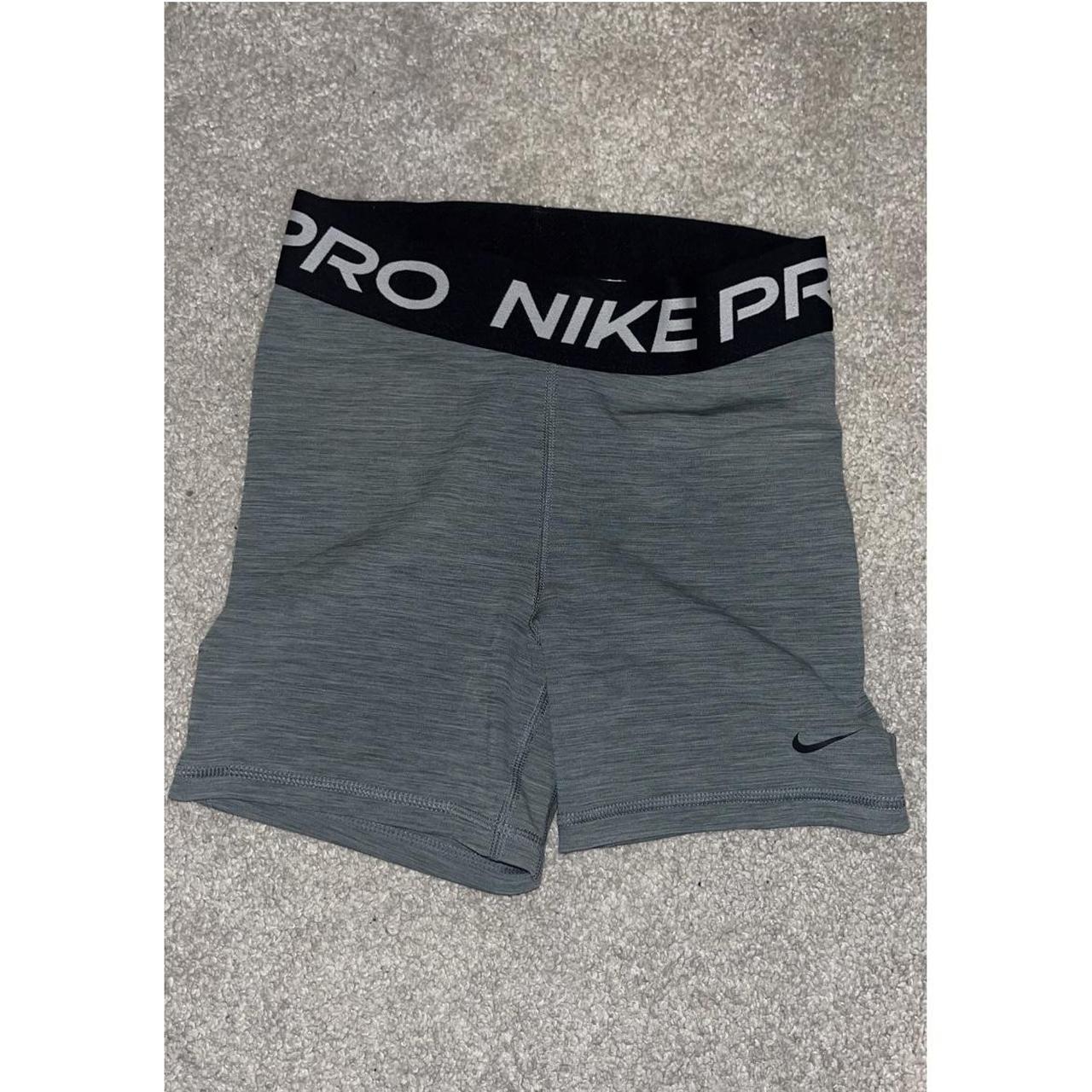 grey nike pro shorts wore once size small open... - Depop