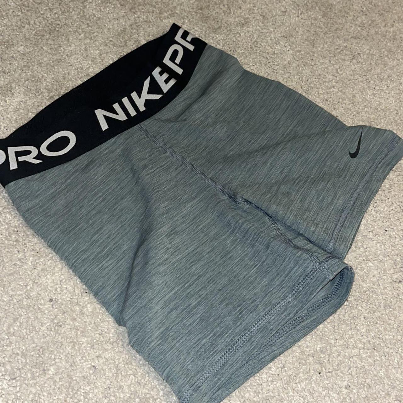 grey nike pro shorts wore once size small open... - Depop
