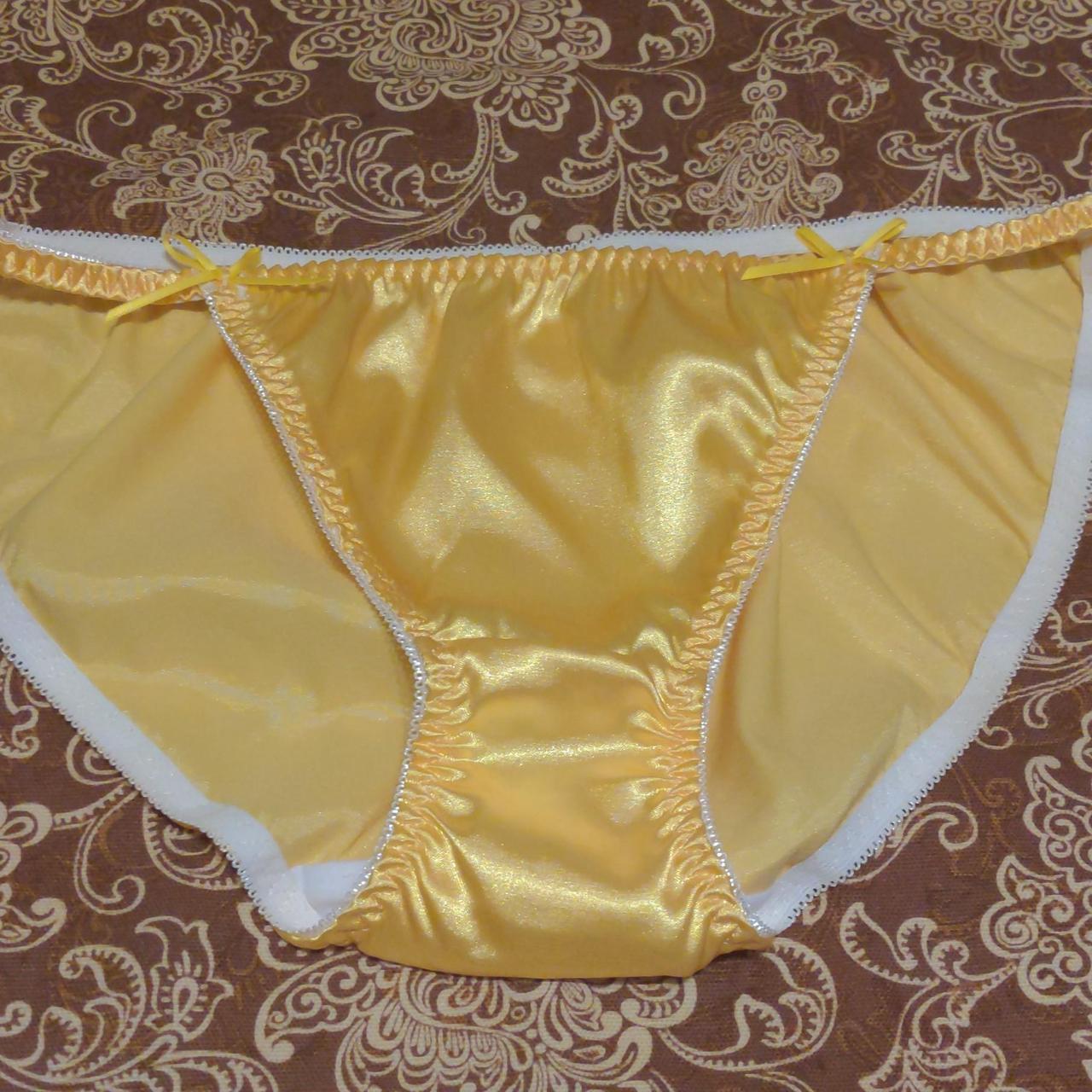 Satin string bikini panties size 7/large color... - Depop