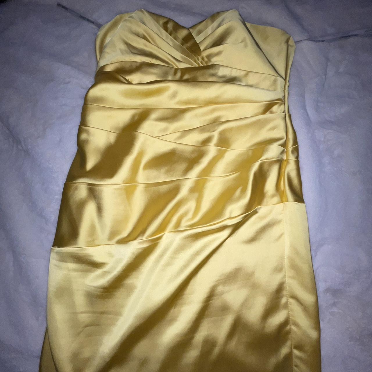 david-s-bridal-canary-yellow-satin-bridesmaids-depop