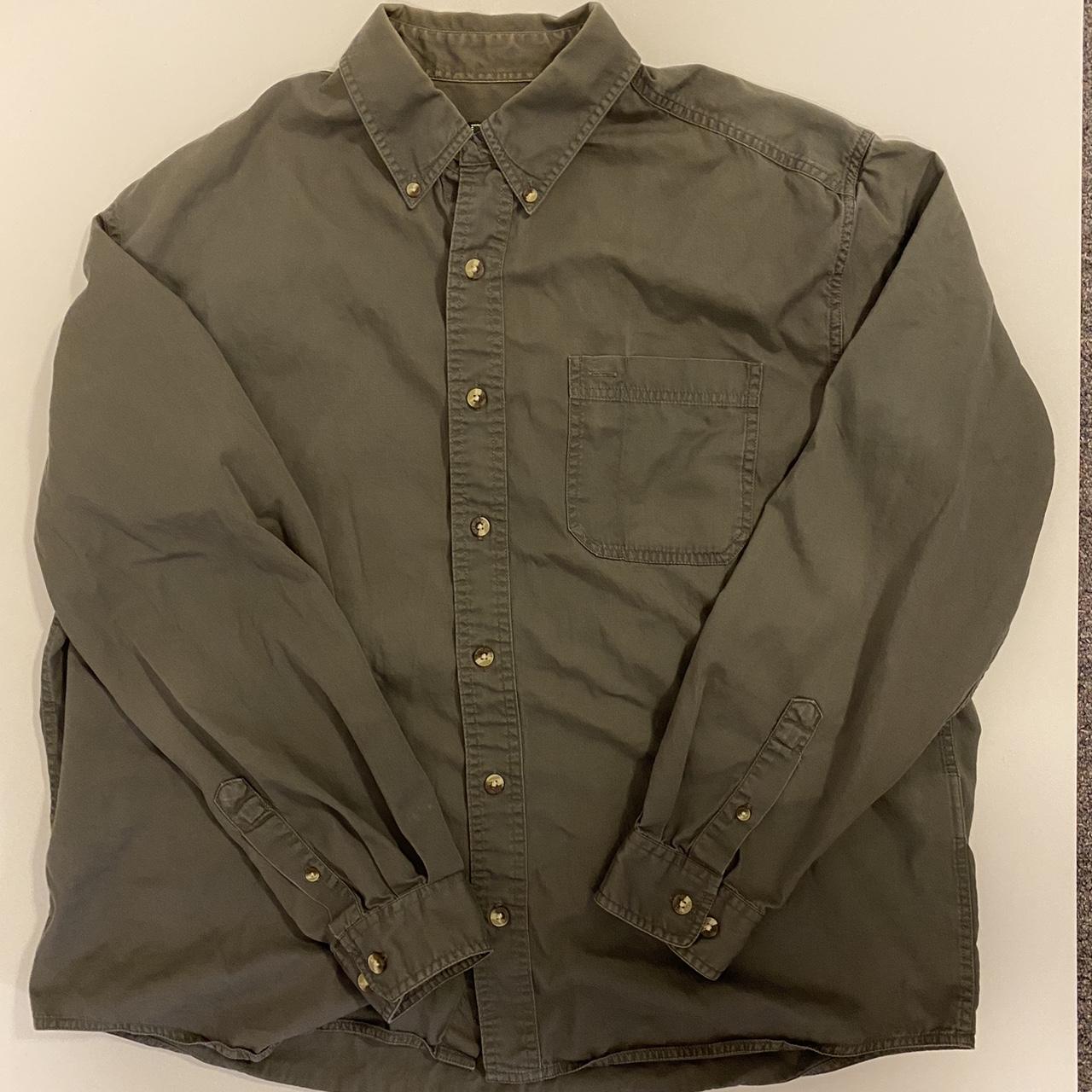 Eddie Bauer Button Up Size: Men Large Color:Olive - Depop