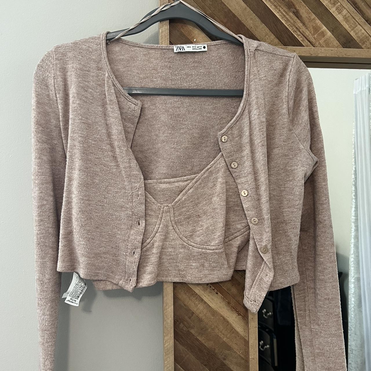 Zara two piece set. Crop top and sweater Depop