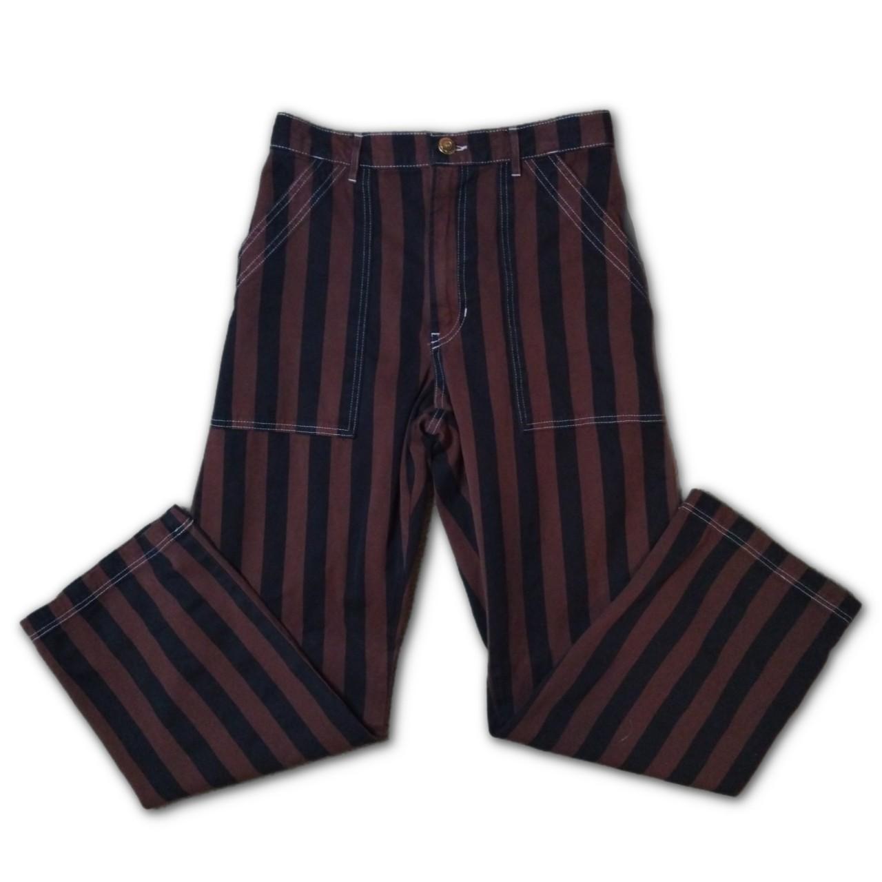 🧸 big bud press striped work pants in espresso size... Depop