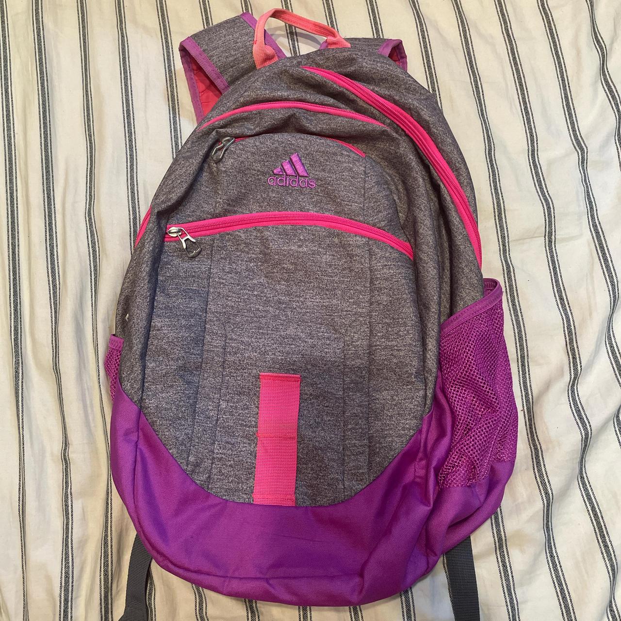 Pink and gray adidas backpack online