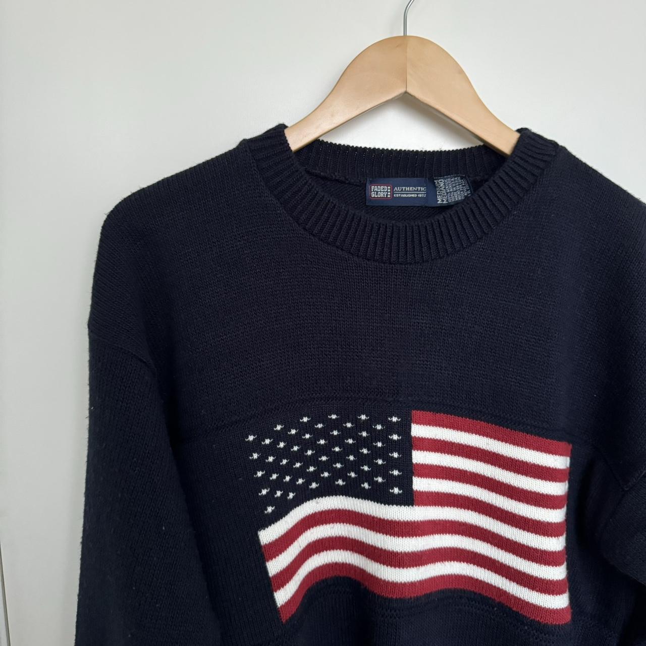 vintage american flag sweater - size m - made in... - Depop
