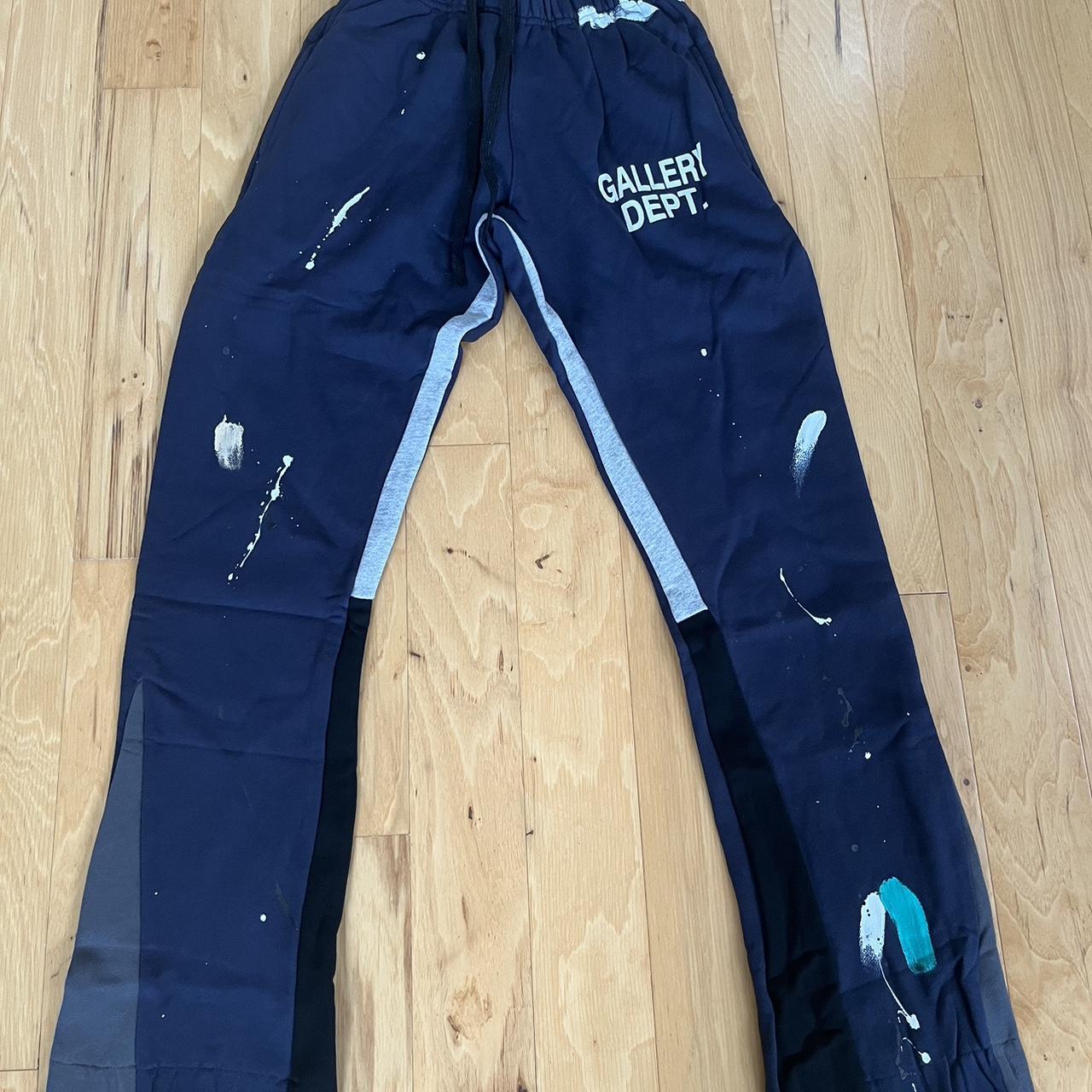 Gallery Dept Painted Flared Navy Sweatpants Brand... - Depop