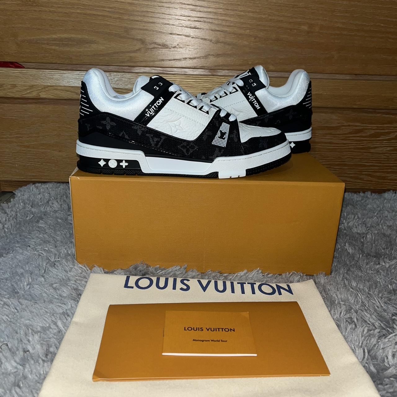 Louis Vuitton Low Top Sneakers Suede, Black, - Depop