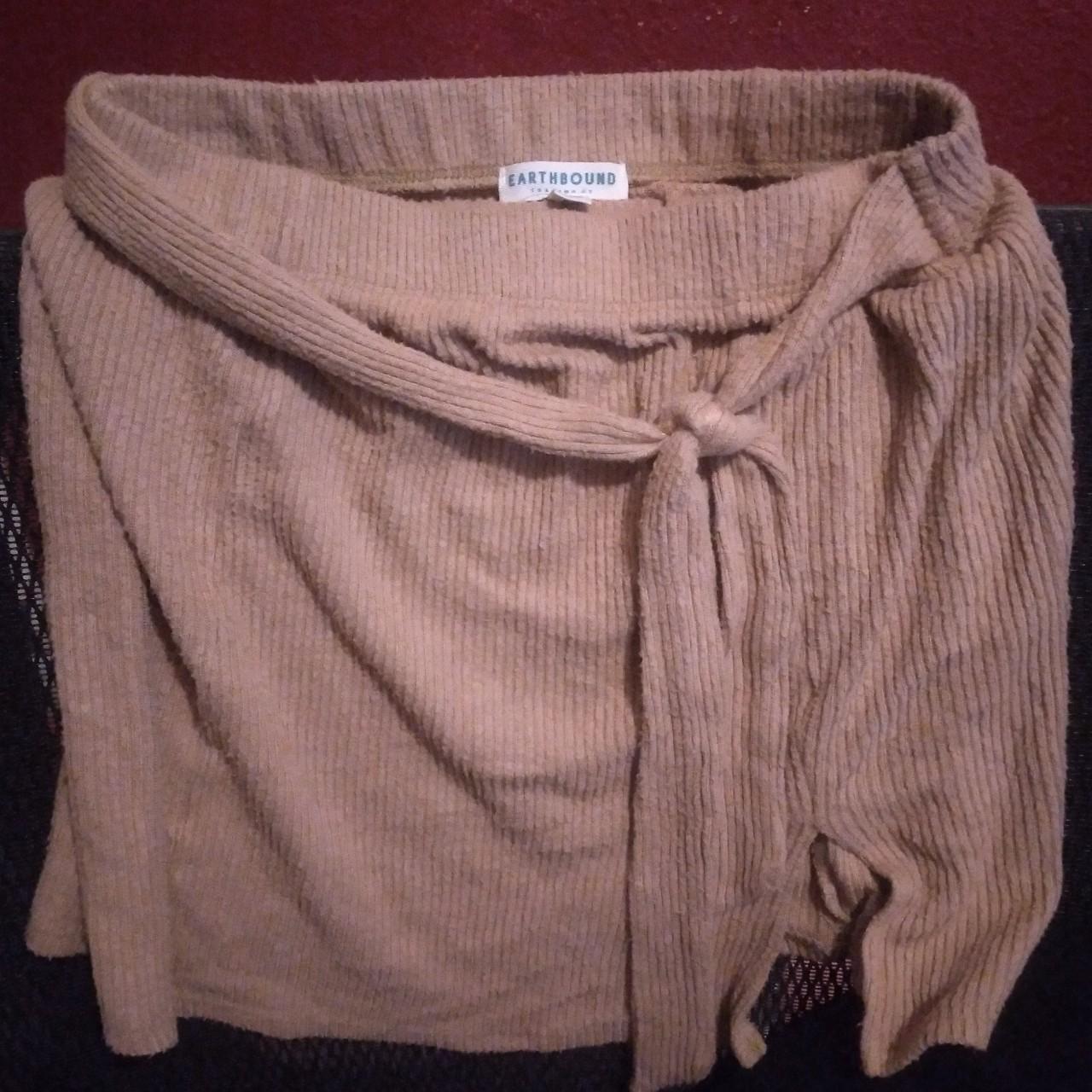 Small Slit Khaki Skater Skirt from EarthBound... Depop