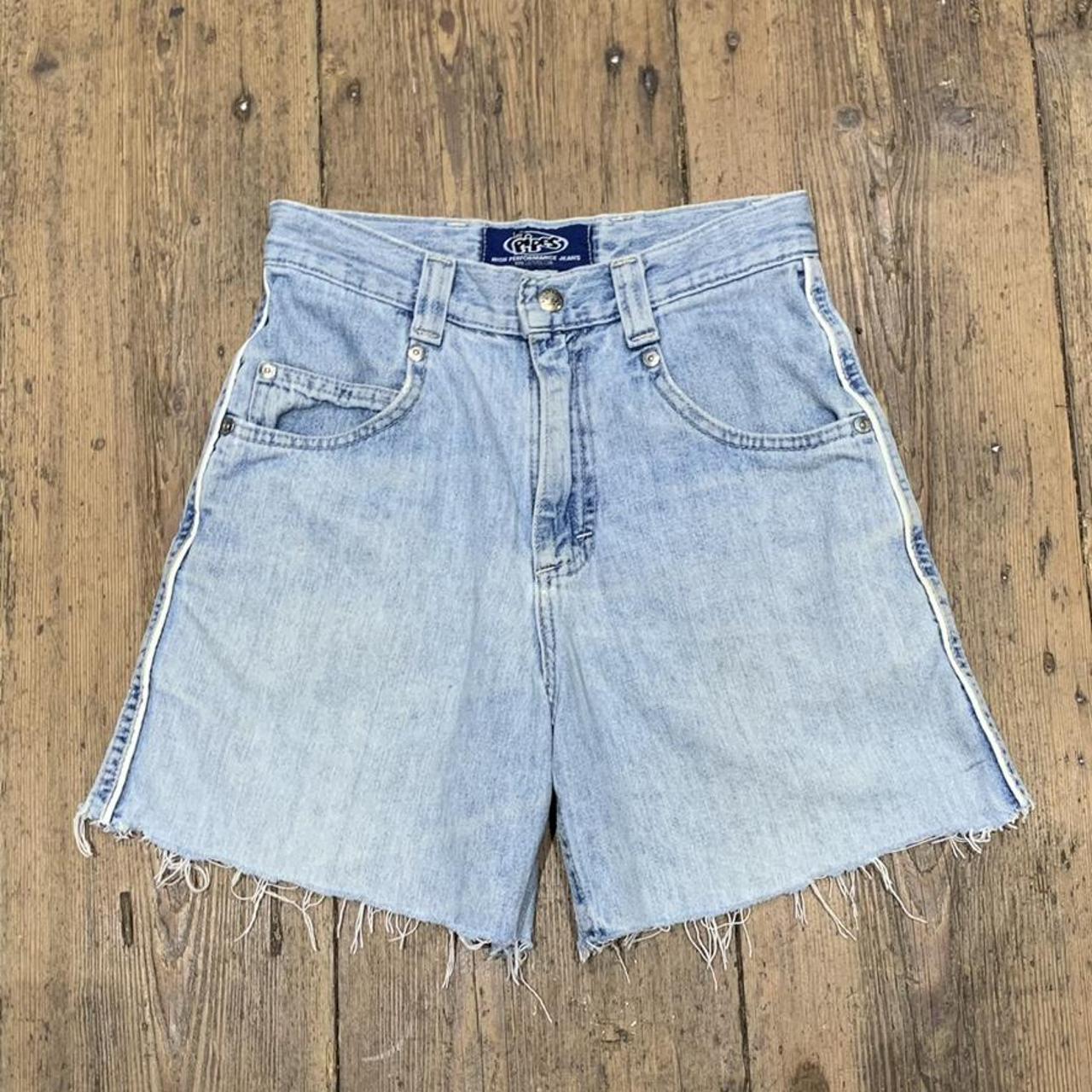 90s Vintage Lee Pipes Cut Off Shorts - Light Blue... - Depop