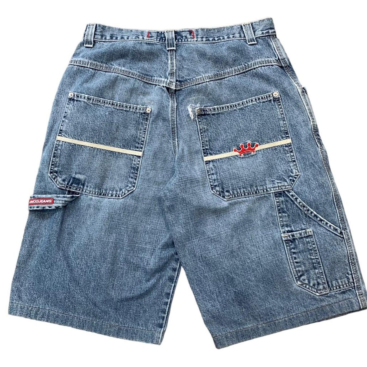 Vintage Y2K JNCO Crown Logo Wide Leg Cargo Jorts -... - Depop