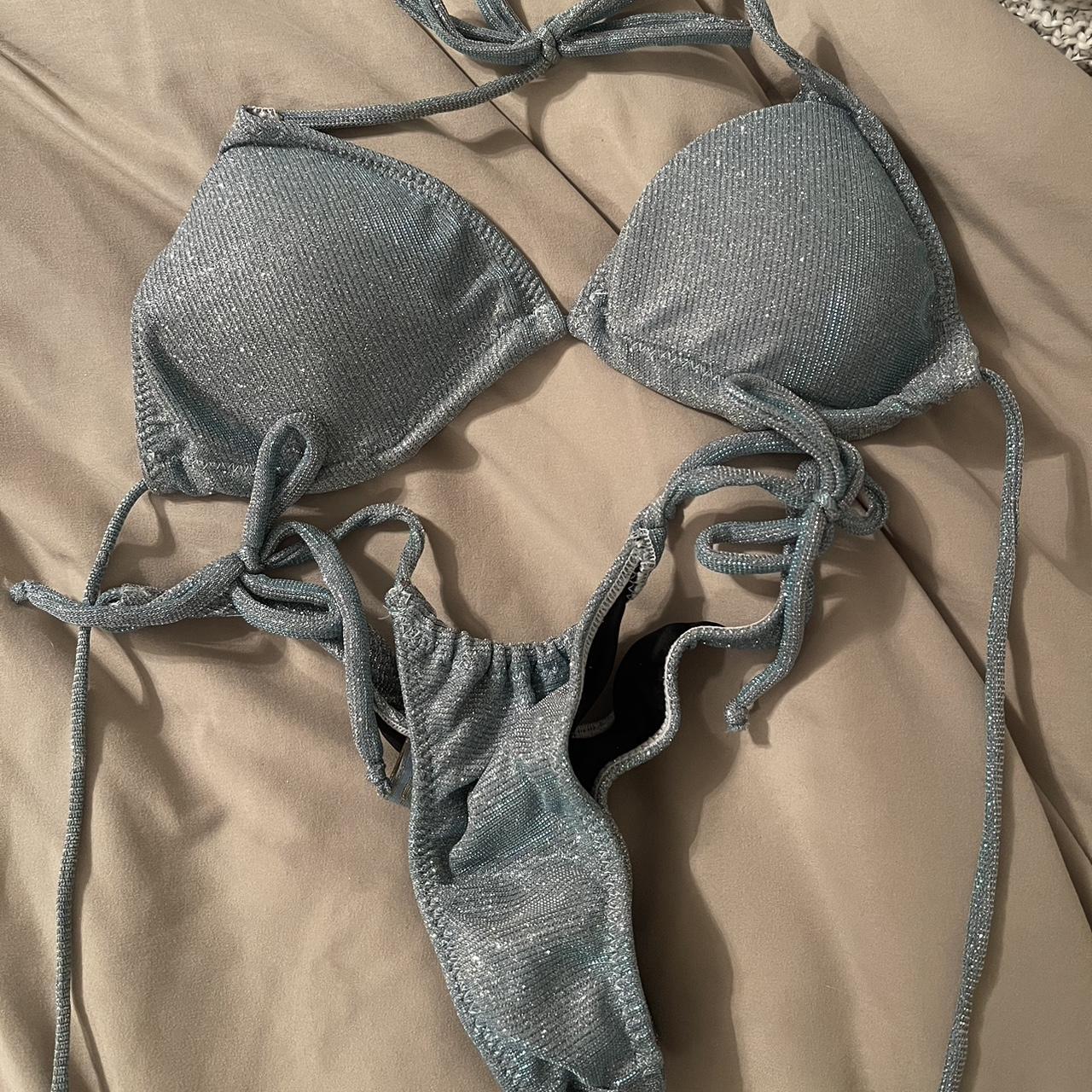 ravish sands blue glitter bikini scrunch thong... Depop