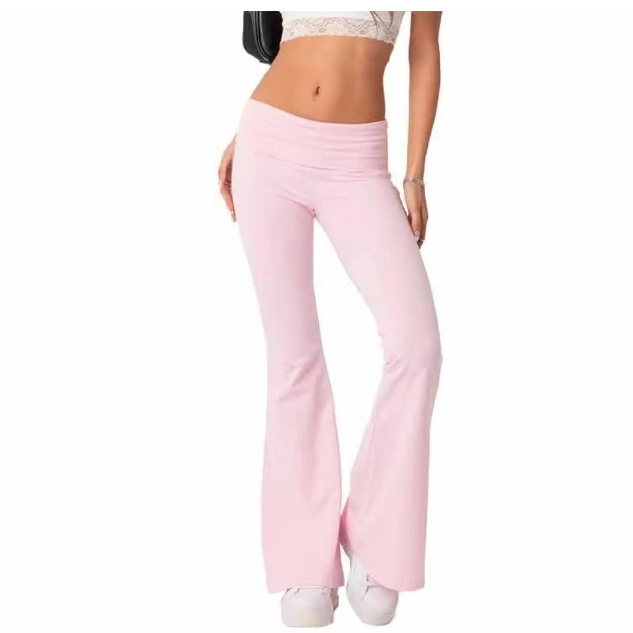 Light pink flare Foldover leggings, not short girl - Depop