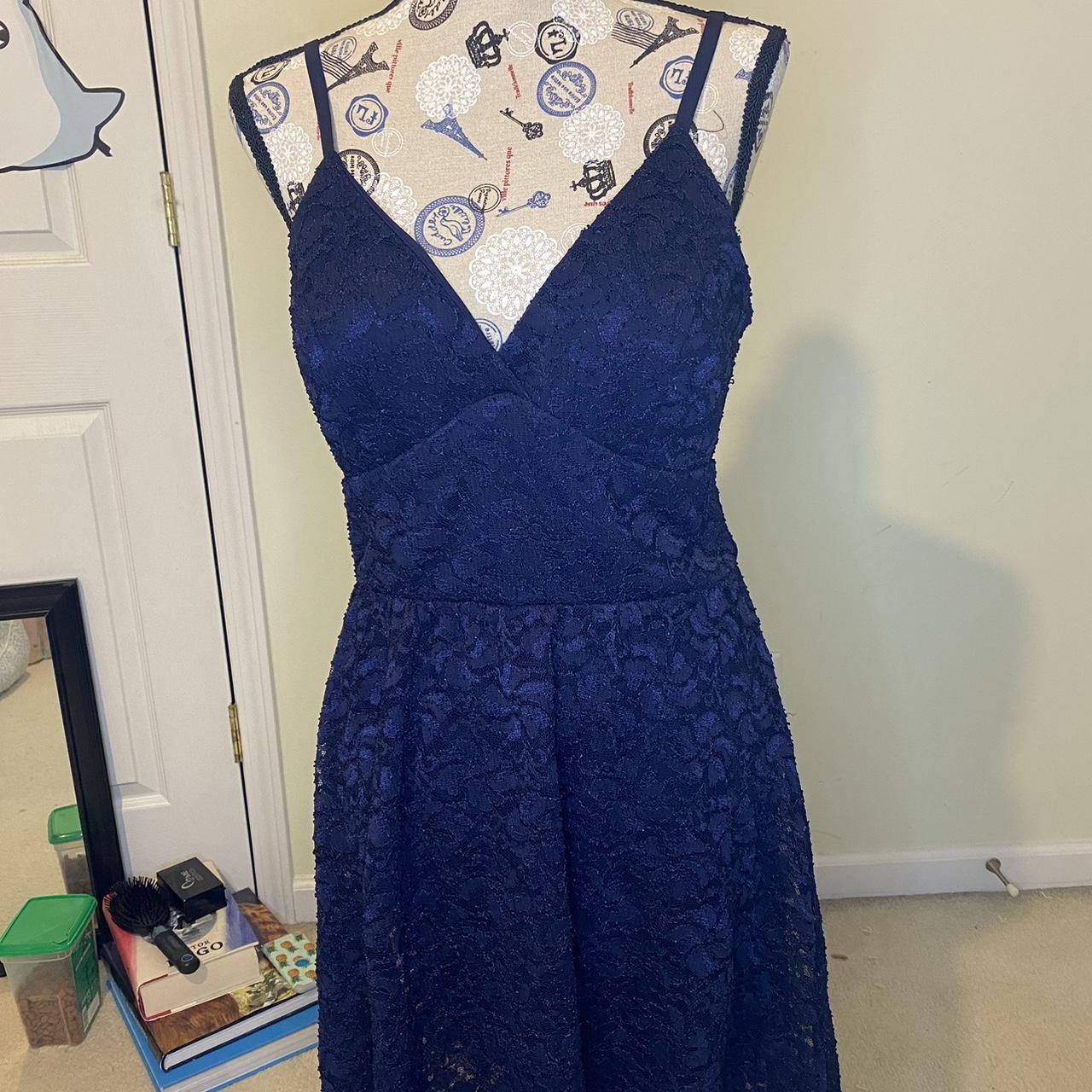 Navy blue, highlow, Lily Rose lace dress; worn only... Depop