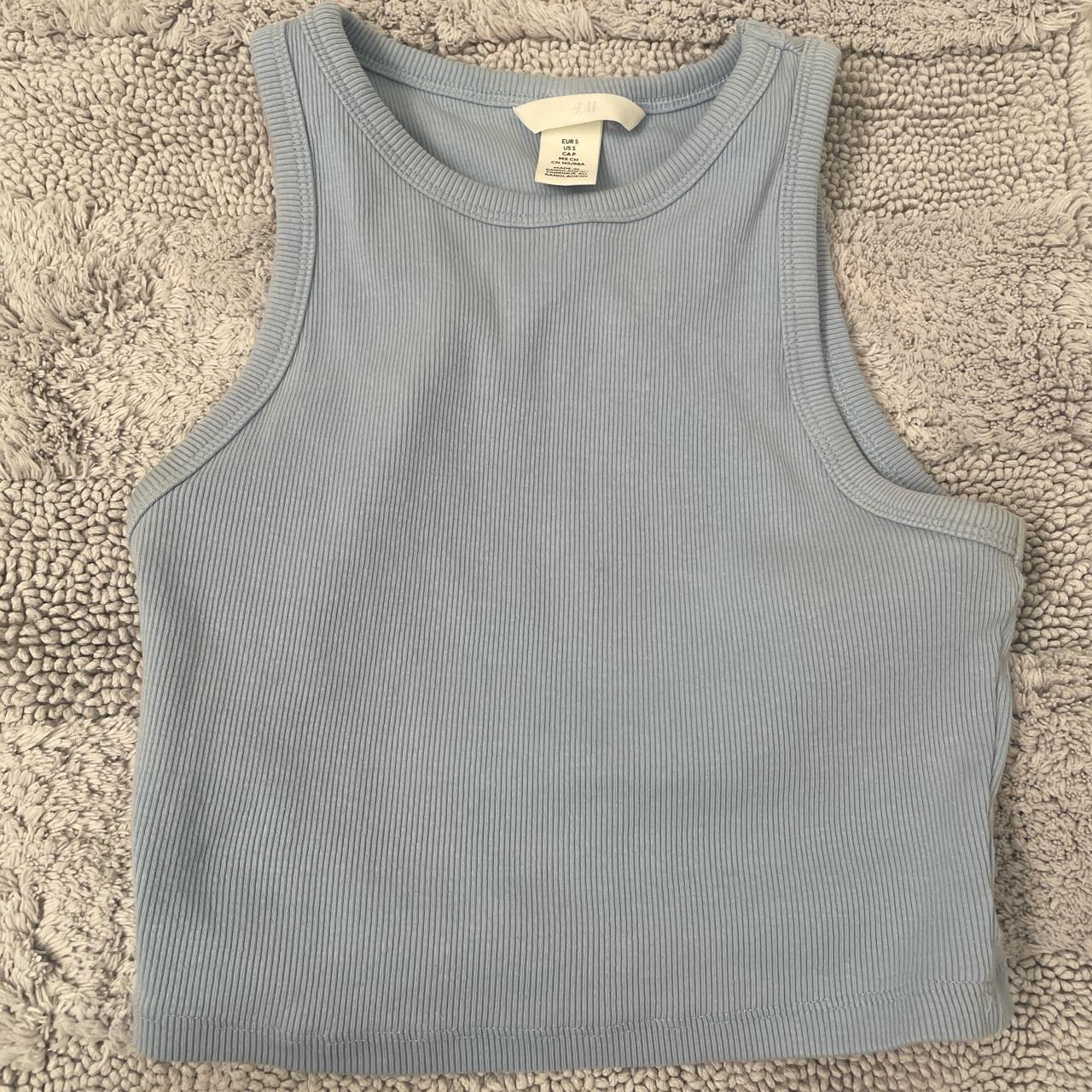 h&m baby blue tank top! size xs, fits a s. tanktop... Depop