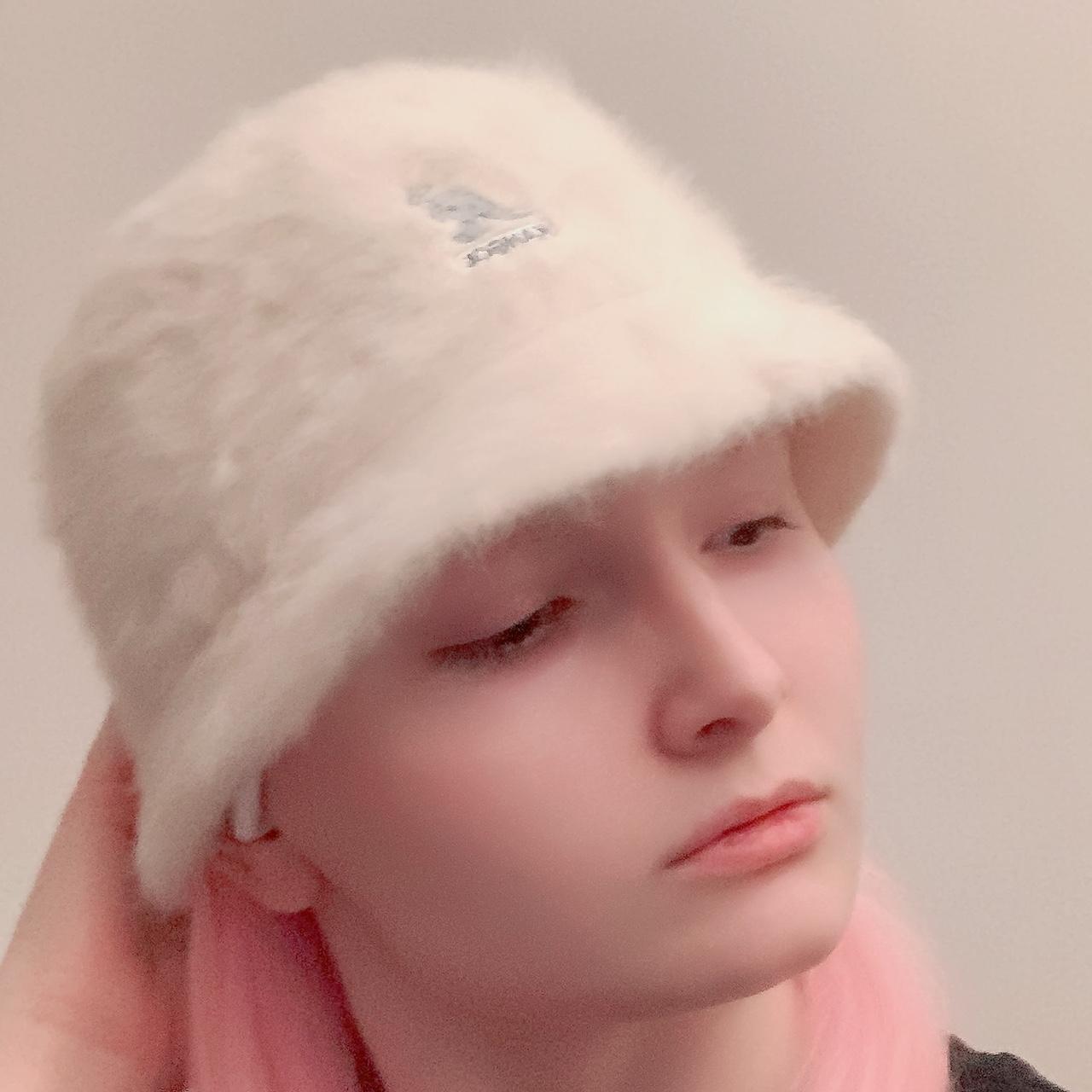 FUZZY KANGOL WHITE BUCKET HAT 💙🤍 In excellent... Depop
