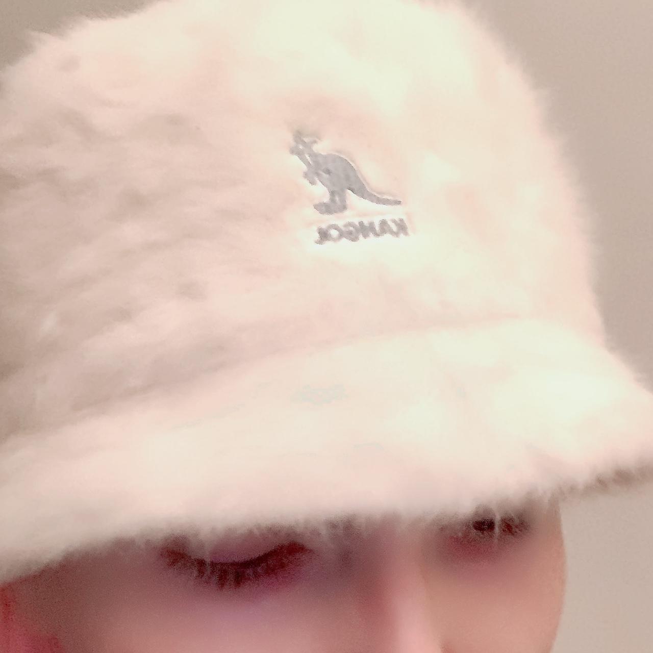 FUZZY KANGOL WHITE BUCKET HAT 💙🤍 In excellent... Depop