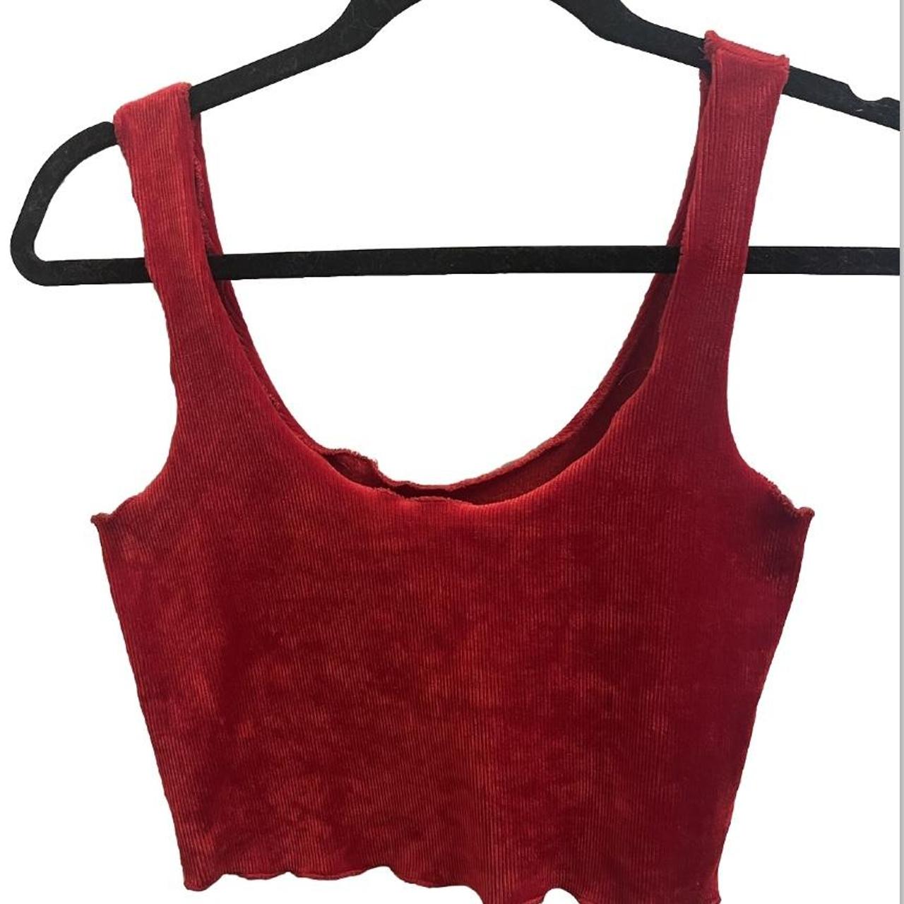 Red Velvet Crop Top Lettuce Trim Super Soft Depop