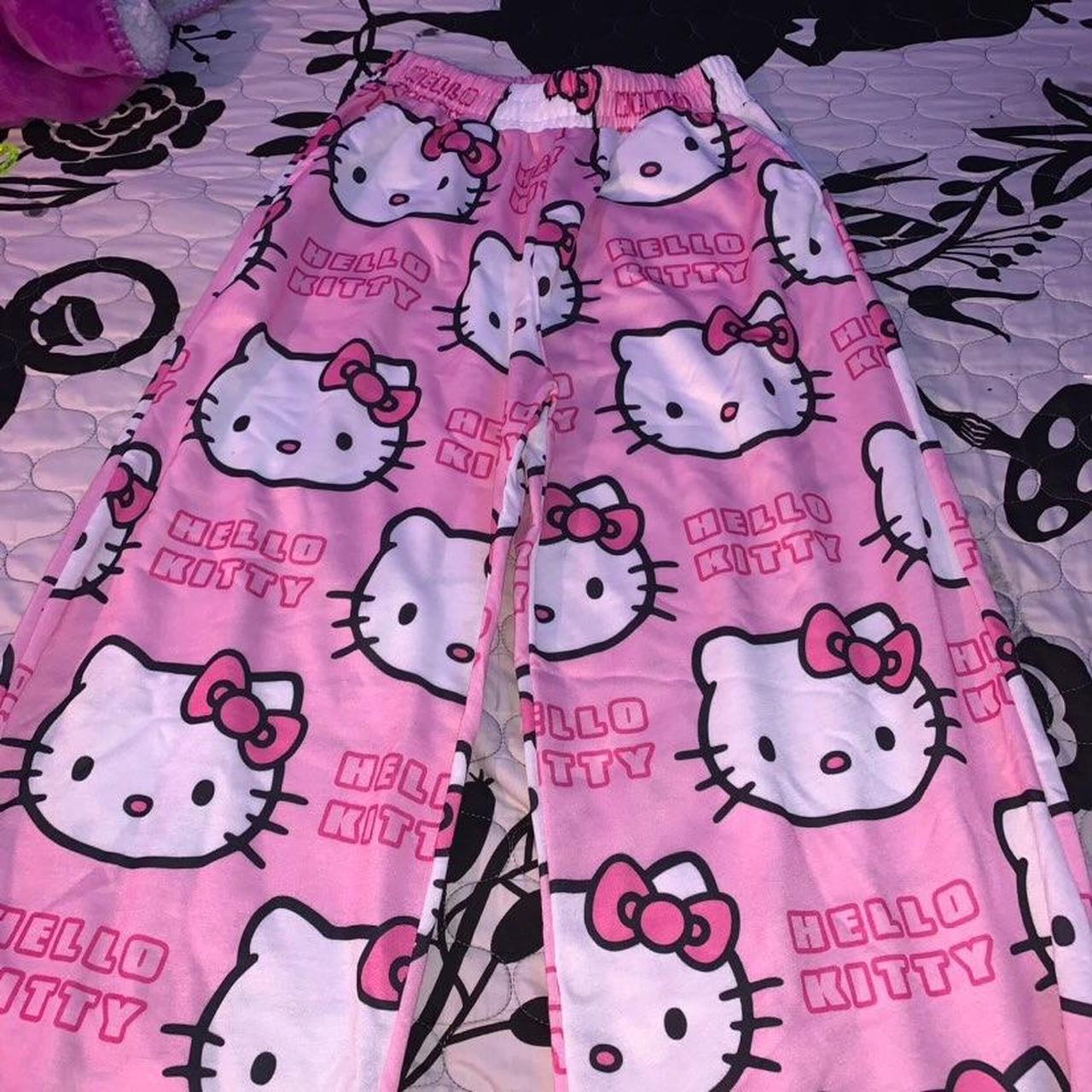 Hello Kitty Big Print Face Pj Pants Size Xl But - Depop