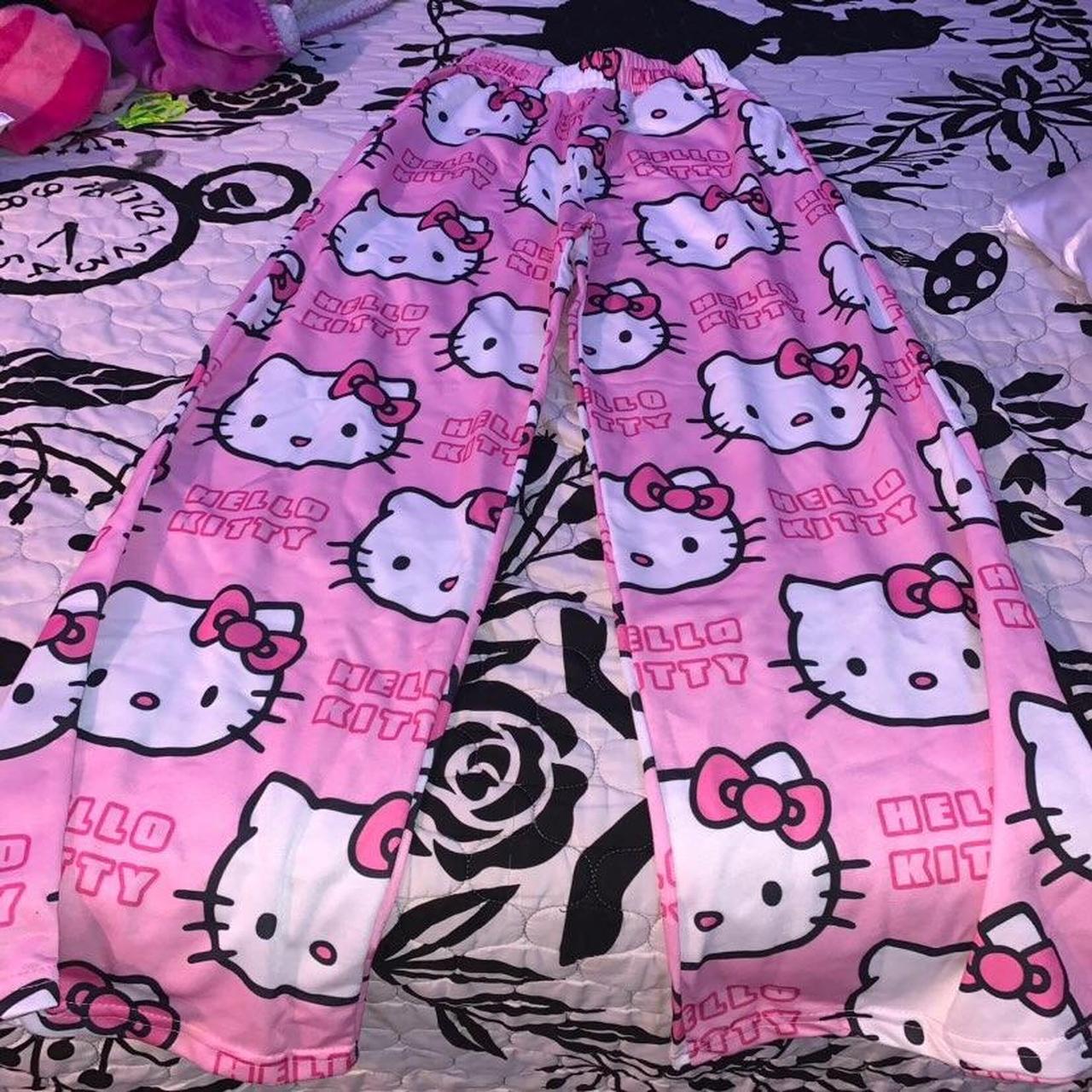 hello kitty big print face pj pants size XL but... - Depop