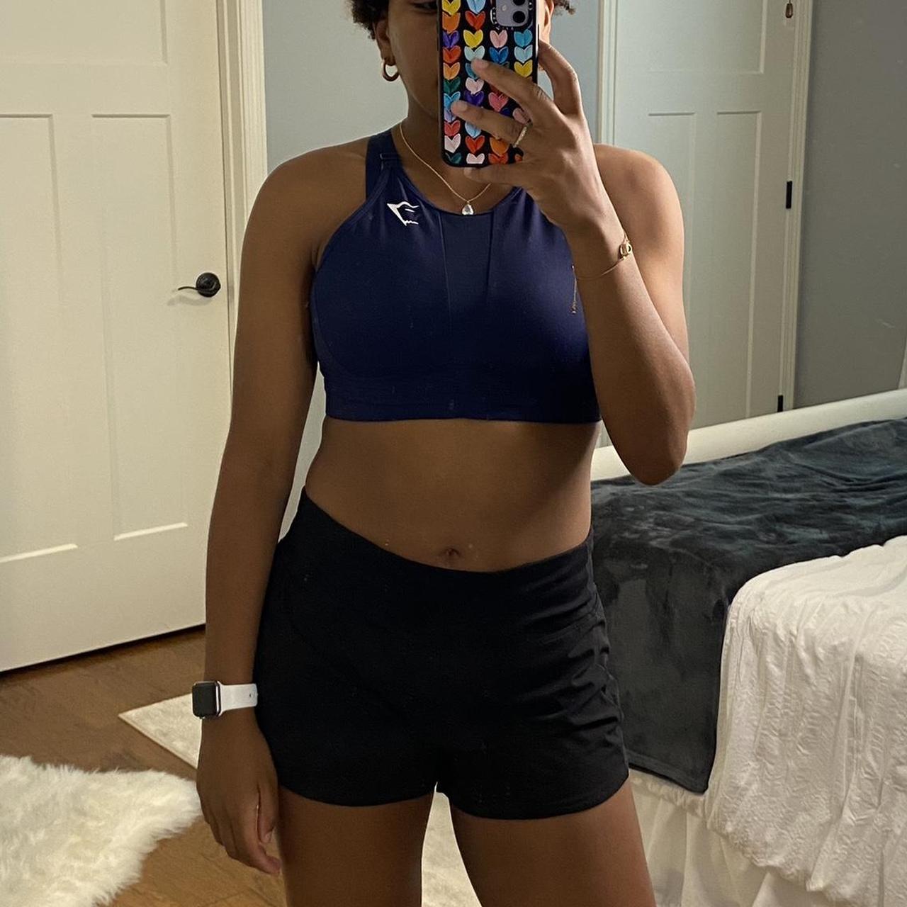 Gymshark High Neck High Support Sports Bra Navy Depop