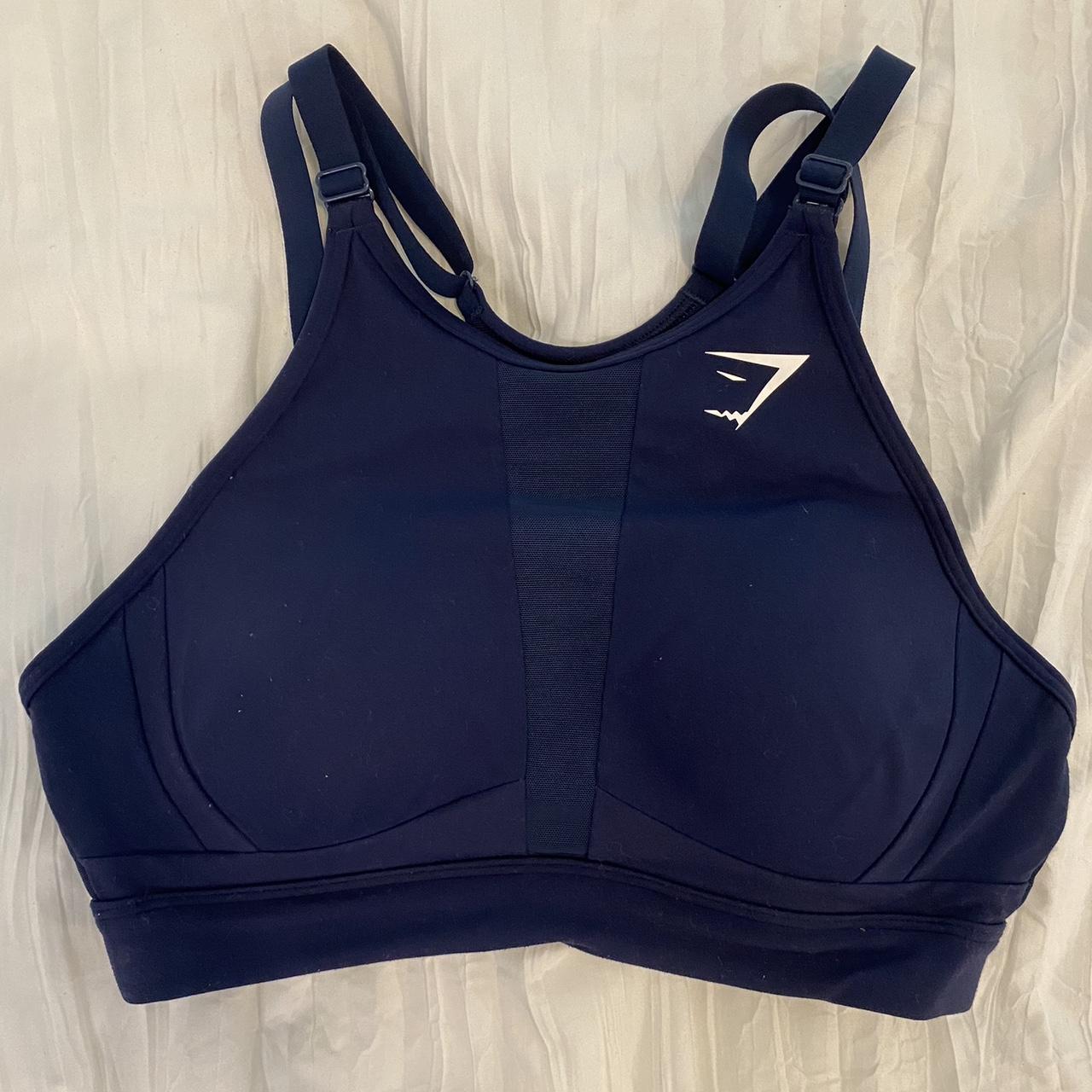 Gymshark High Neck High Support Sports Bra Navy Depop