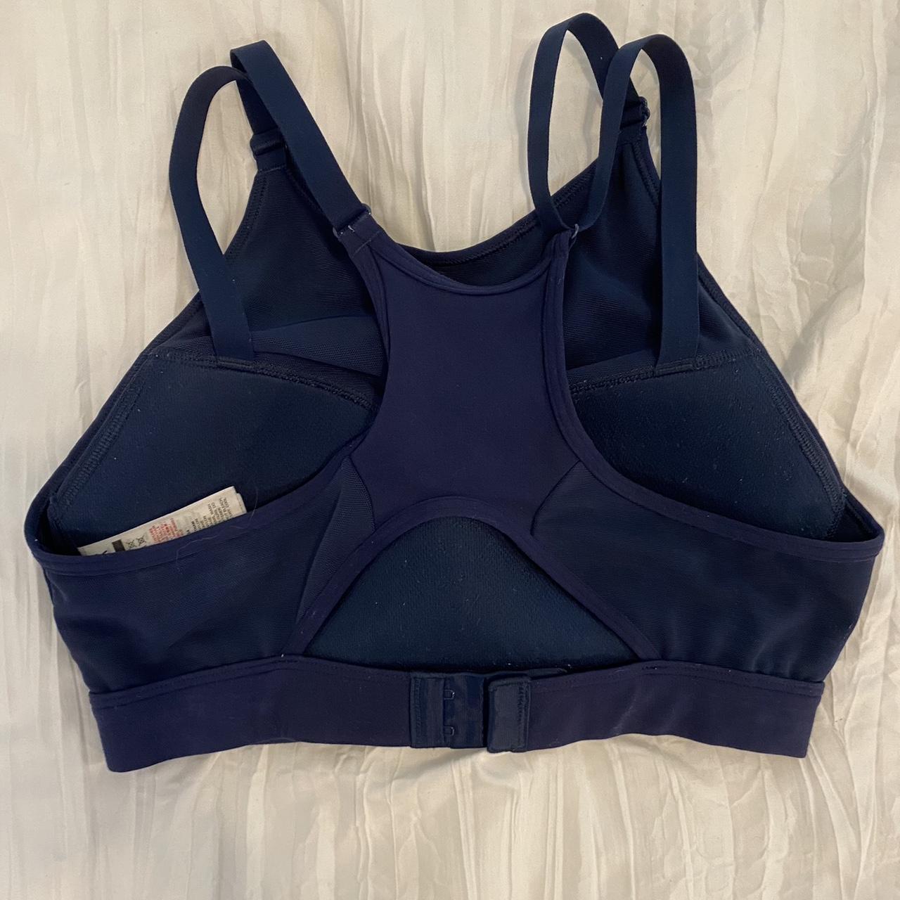 Gymshark High Neck High Support Sports Bra - Navy -... - Depop