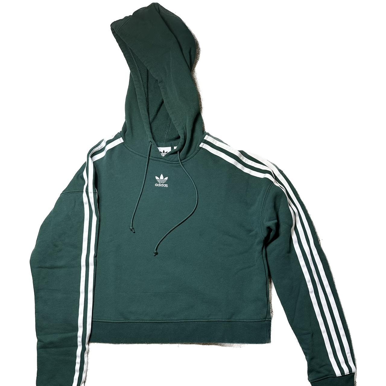 Cute cropped adidas hoodie Size xs Dark green Depop