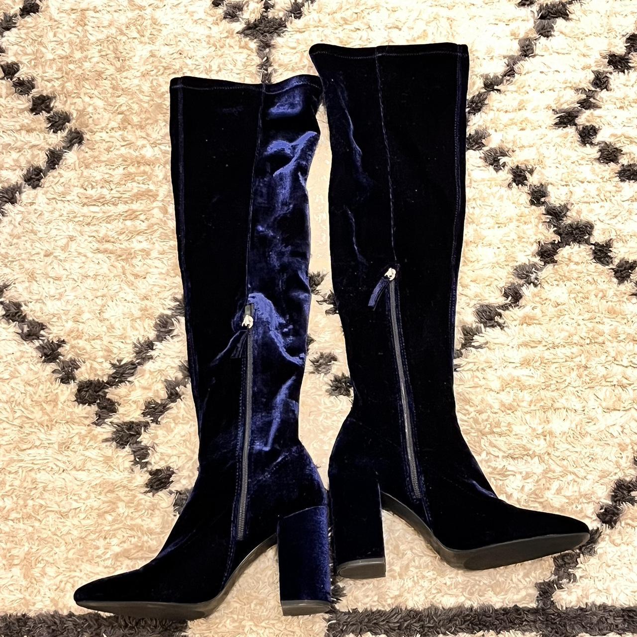 Zara blue hot sale velvet boots