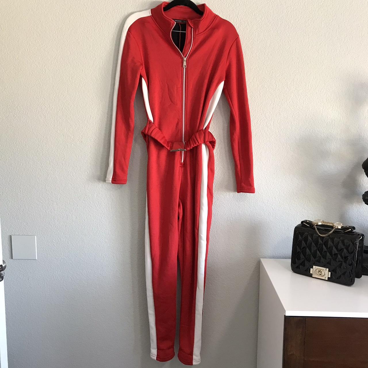 Threadbare red and white snow suit (not waterproof).... - Depop