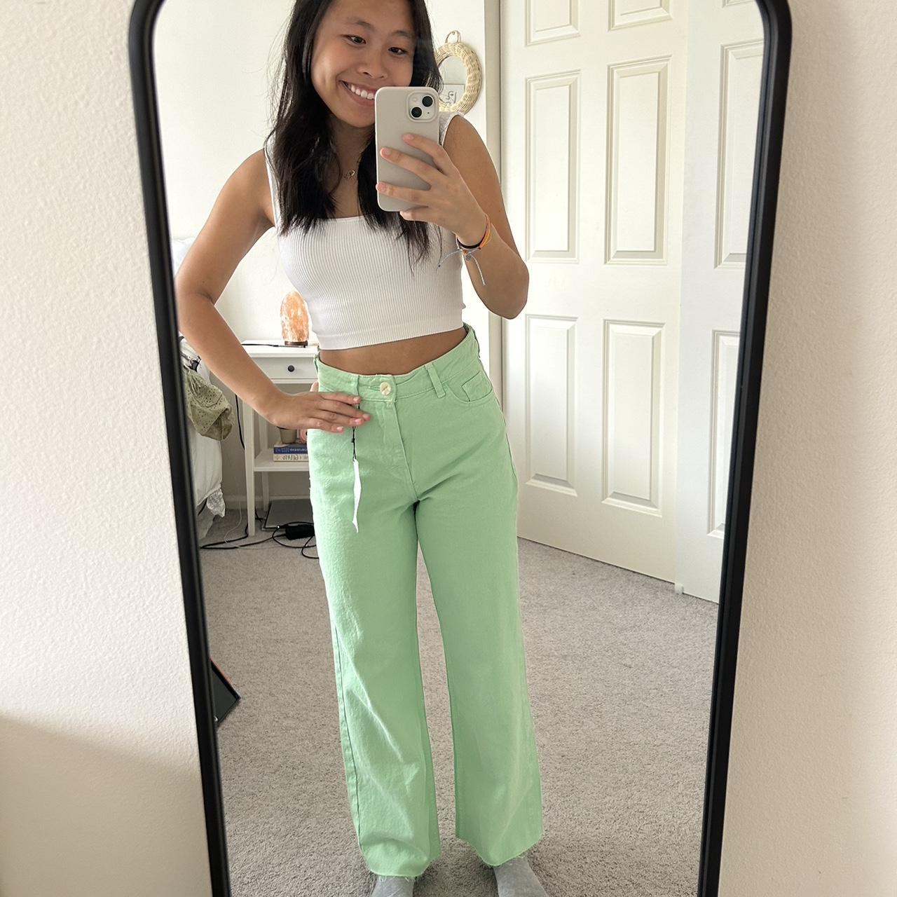 Zara Light Green Straight Jeans Size 2 Brand new... Depop