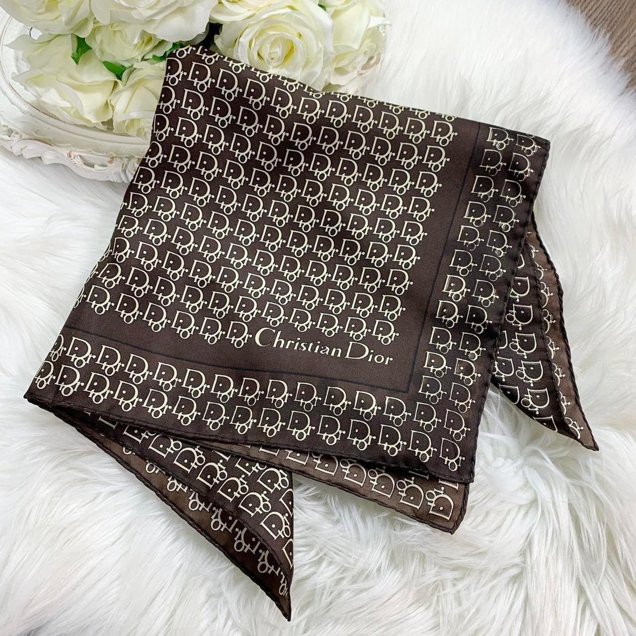 Dior silk Scarf in brown beige monogram 100% - Depop