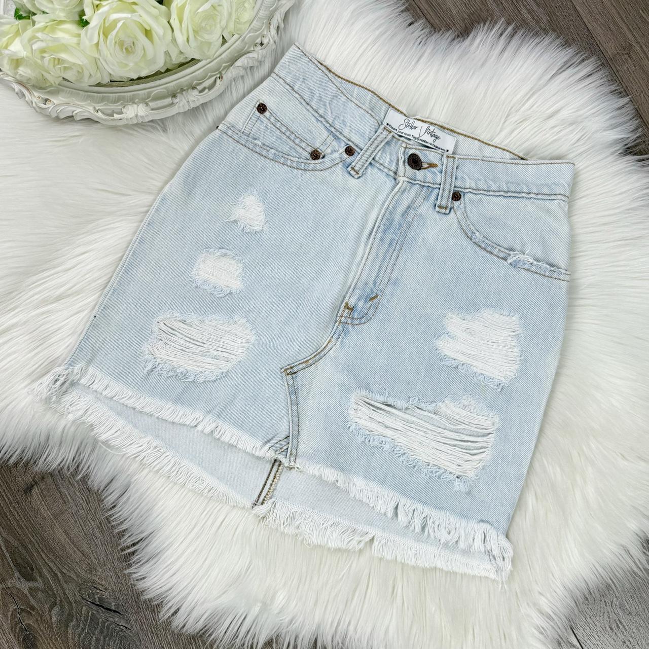 Levi's ripped denim skirt best sale