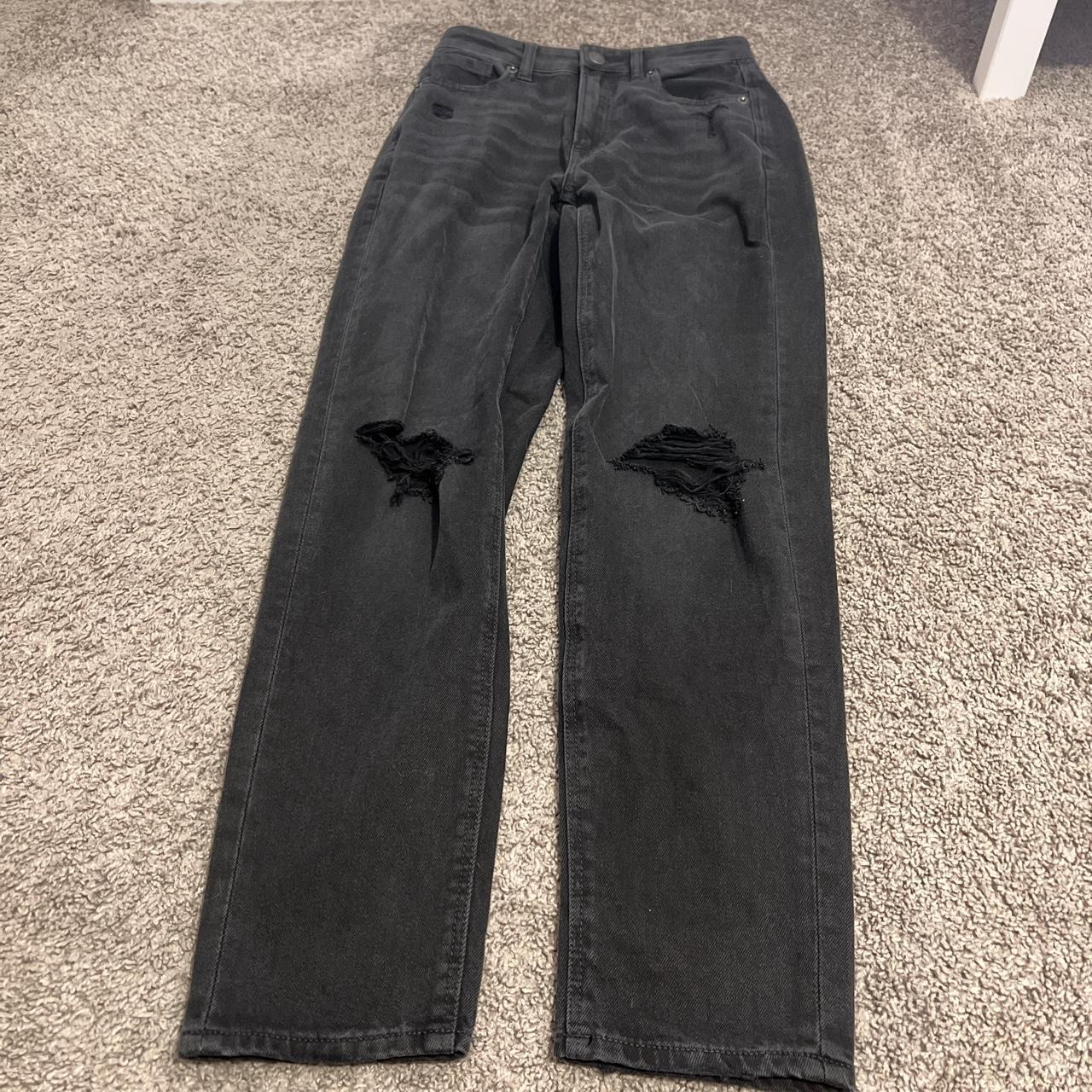 American eagle 00 straight mom jeans black worn only... Depop