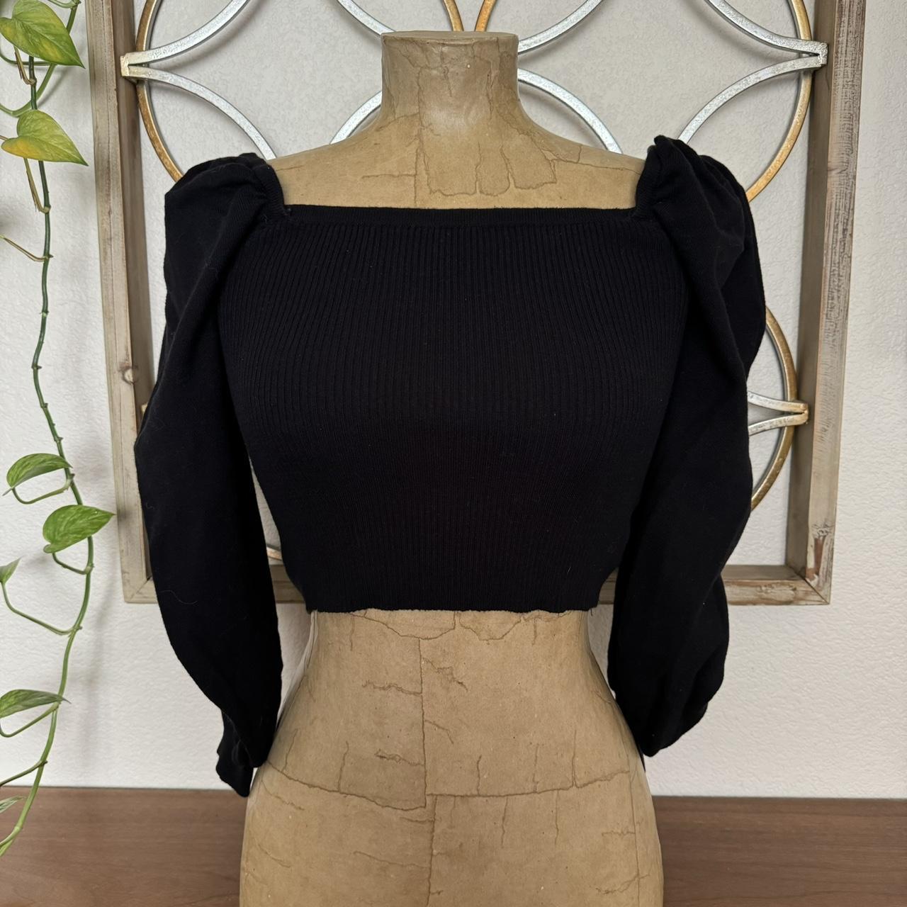 Emory Park Black off the shoulder knit top Size... - Depop