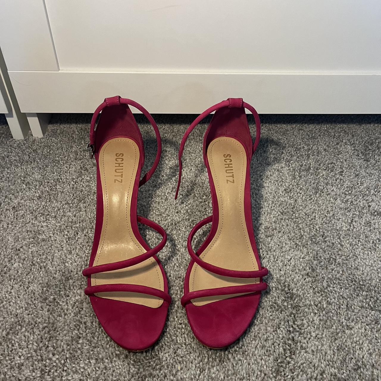 Pink Shultz Strappy Kitten Heels Depop