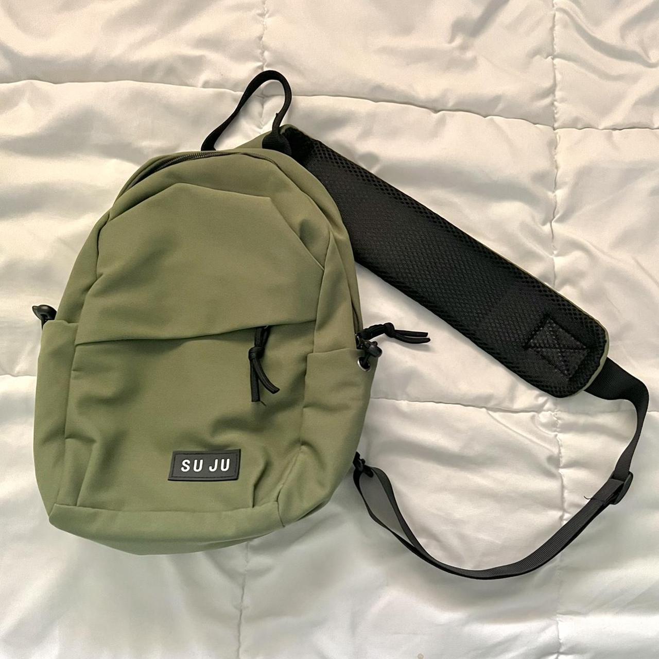 Unisex army green bag. Lightly worn, has a black... - Depop