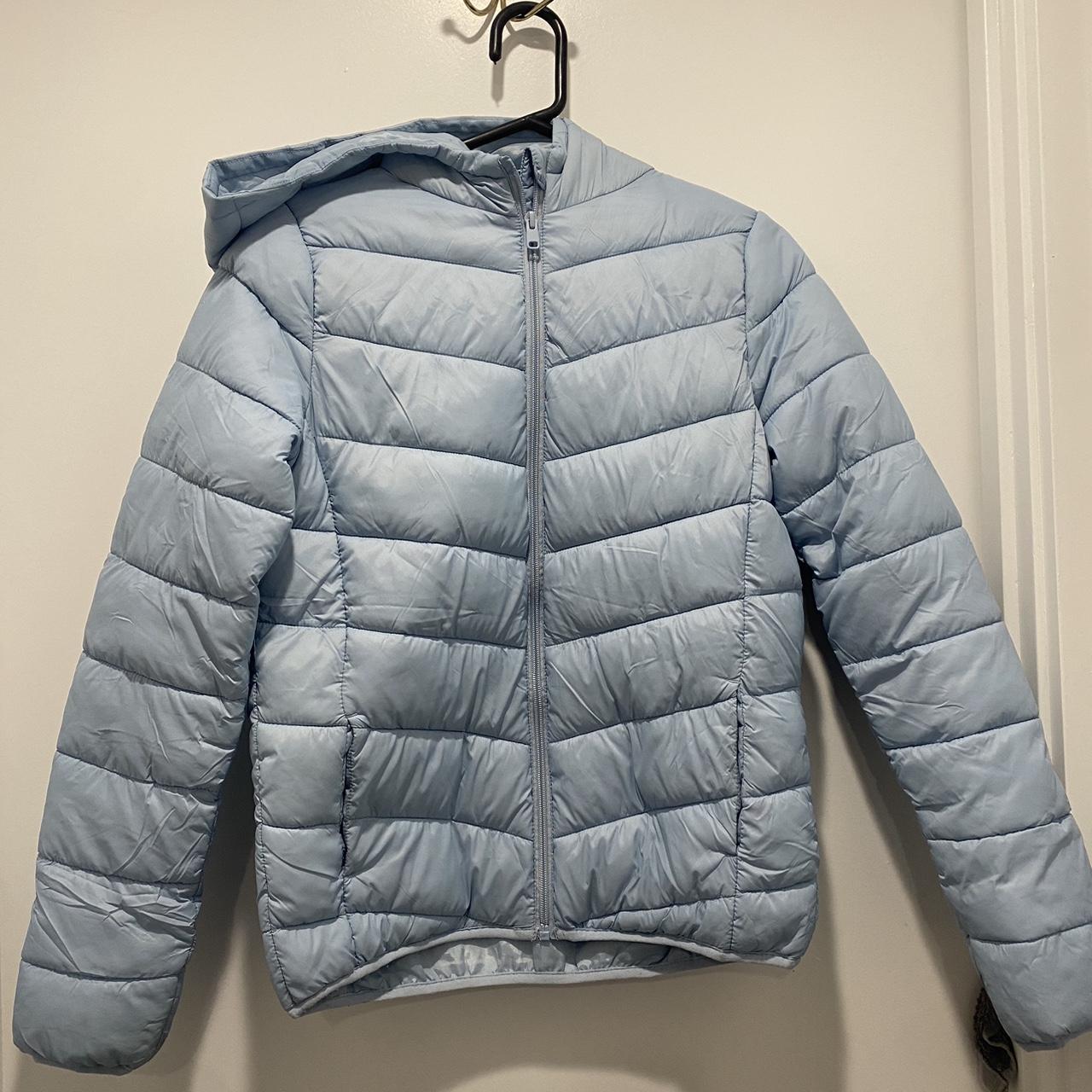 Guc Primark Girls Baby Blue Hooded Quilted... - Depop