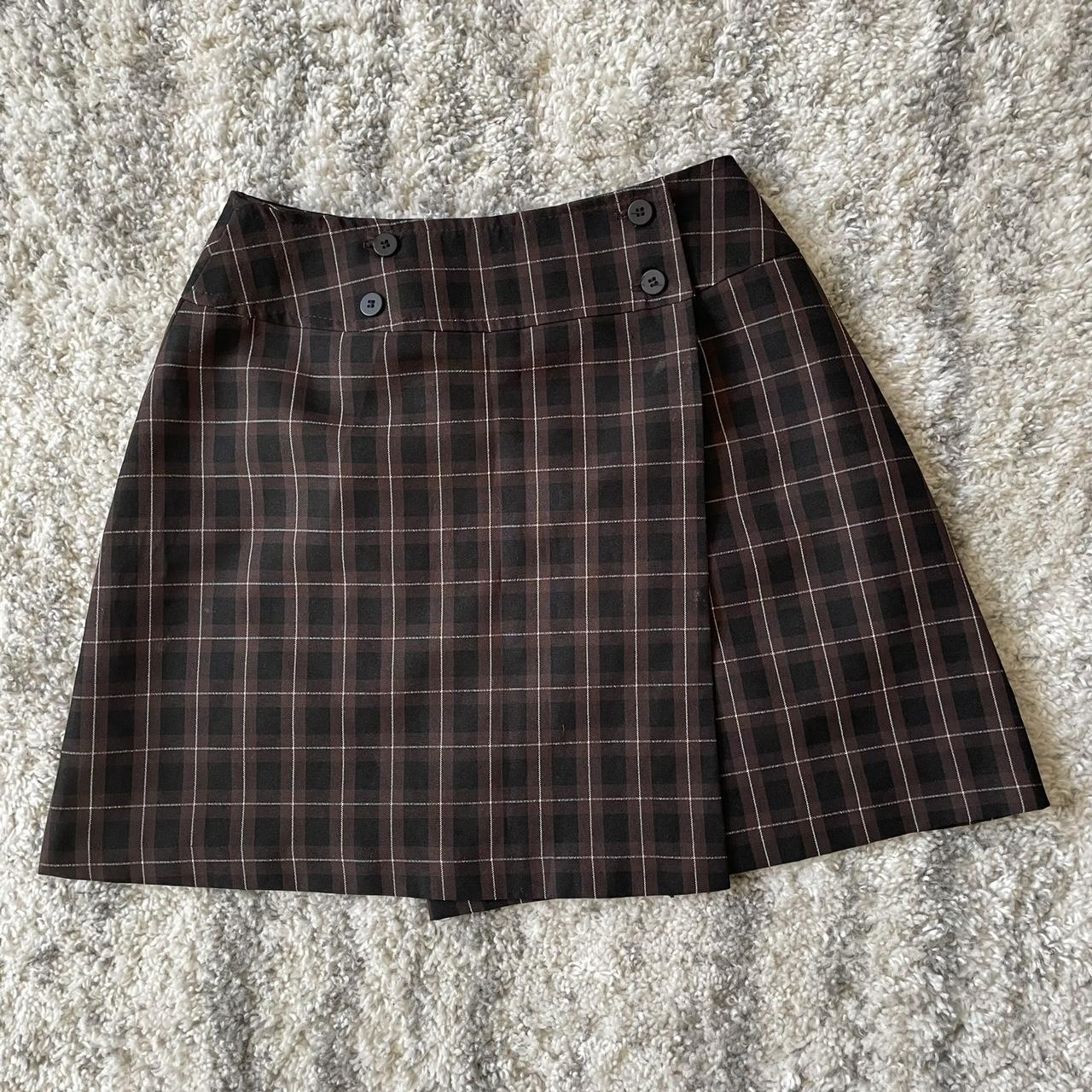 Vintage brown plaid dynamite wrap skirt skirt wraps