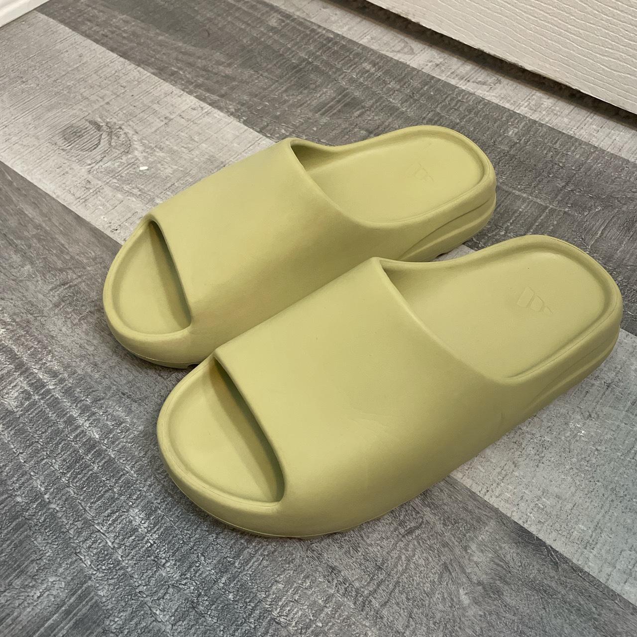 Adidas green Yeezy slides. Depop